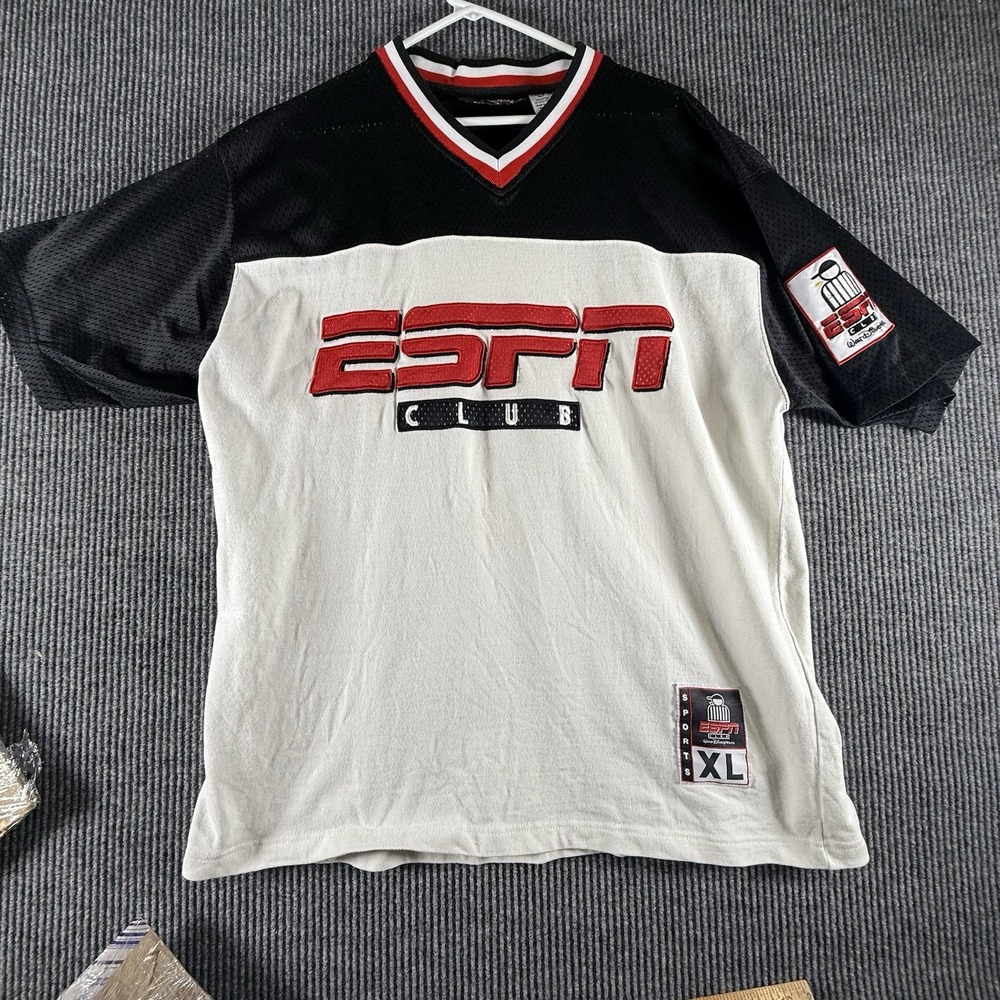 Vintage ESPN Club Walt Disney World Shirt Mens XL Black White Mesh Jersey 90s